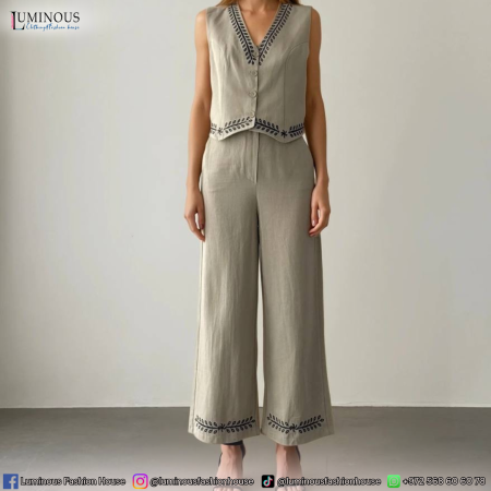 طقم فيست وبنطلون تطريز